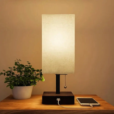 Modern Style Rectangular Desk Lamp with Wooden Base – Sleek and Minimalist Lighting for Home Offices